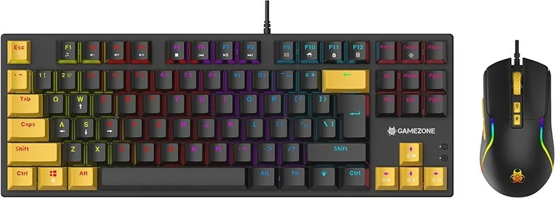 Set mehanska tipkovnica in miška GAMEZONE HORNET87 Tracer, USB, črna