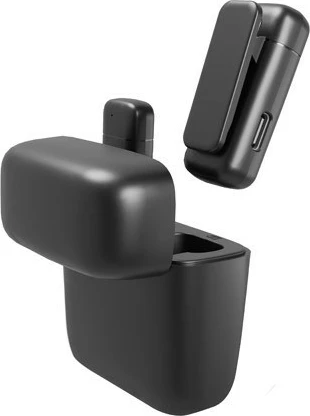 Brezžični lavalier mikrofon, Natec Hopper NMI-2255, USB-C, črn, komplet 2 kosa