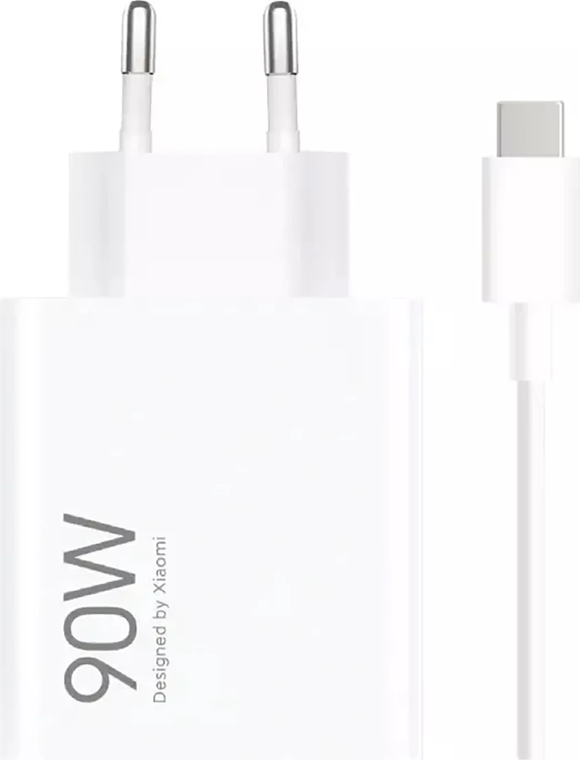 Stenski polnilec 90W HyperCharge Combo, Xiaomi, 6.1A USB-A s kablom USB-C 1 m, EU vtič, bel