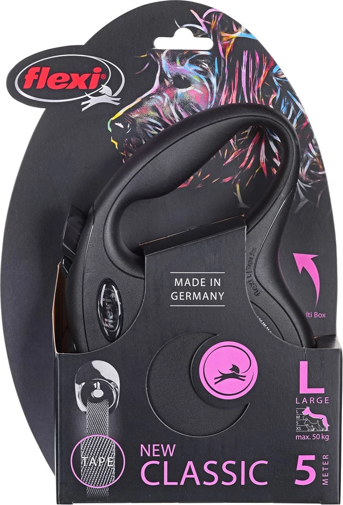 Laissez-faire povodec za psa Flexi, 5 m, črn