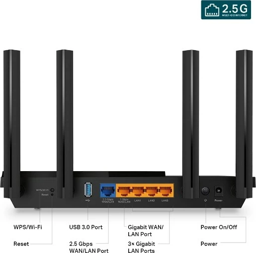 Usmerjevalnik WiFi 6 AX3000 TP-LINK Archer AX55 Pro, črn
