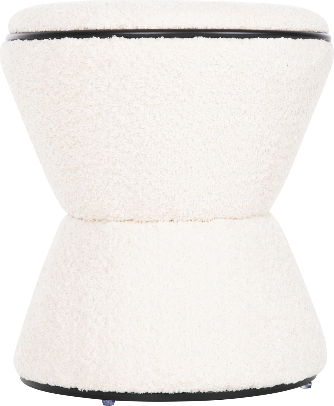 Okrogli stol LINNER FH9604.06 iz boucle tkanine ecru-črna podrobnost D38x44 cm