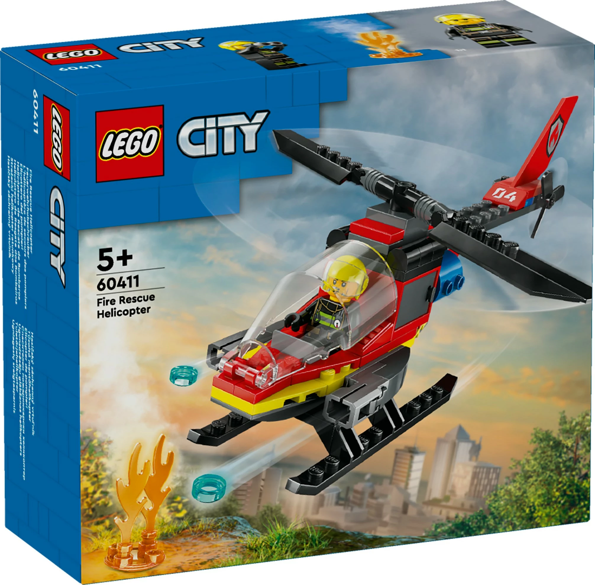 Helikopter za gašenje požara, set za sestavljanje LEGO City 60411, 85 delov, večbarven
