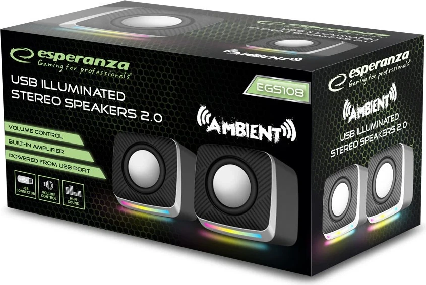 Zvočniki z LED Esperanza EGS108, črni