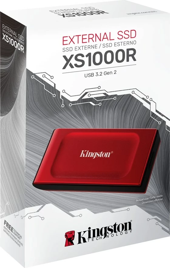Zunanji SSD disk Kingston XS1000, 1TB, USB 3.2 Gen 2, rdeč