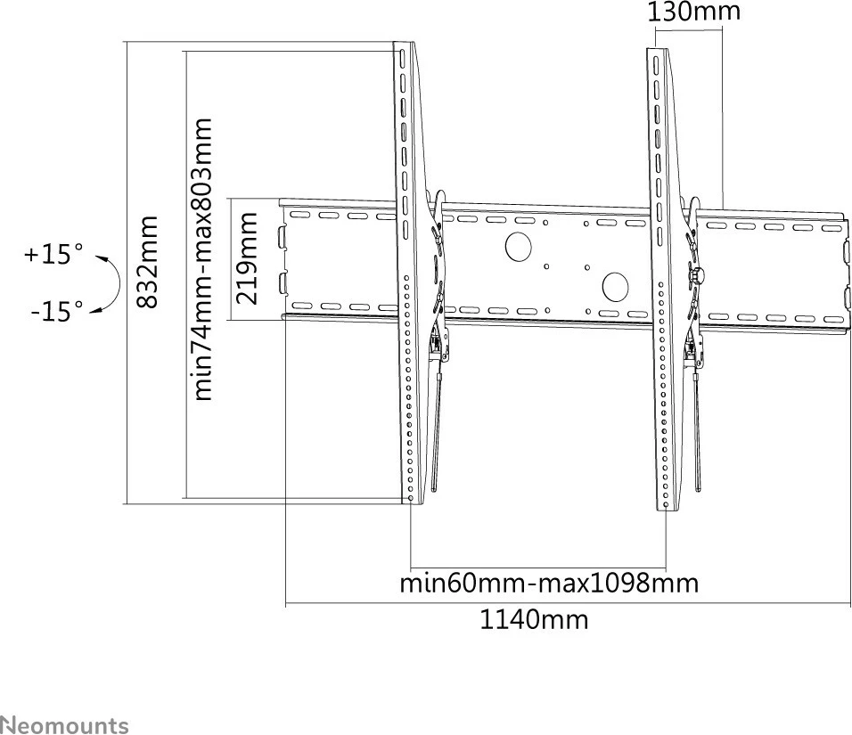 Stenski nosilec Neomounts Newstar LFD-W2000, 60"–100", črn Stenski nosilec Neomounts Newstar LFD-W2000, 60"–100", črn