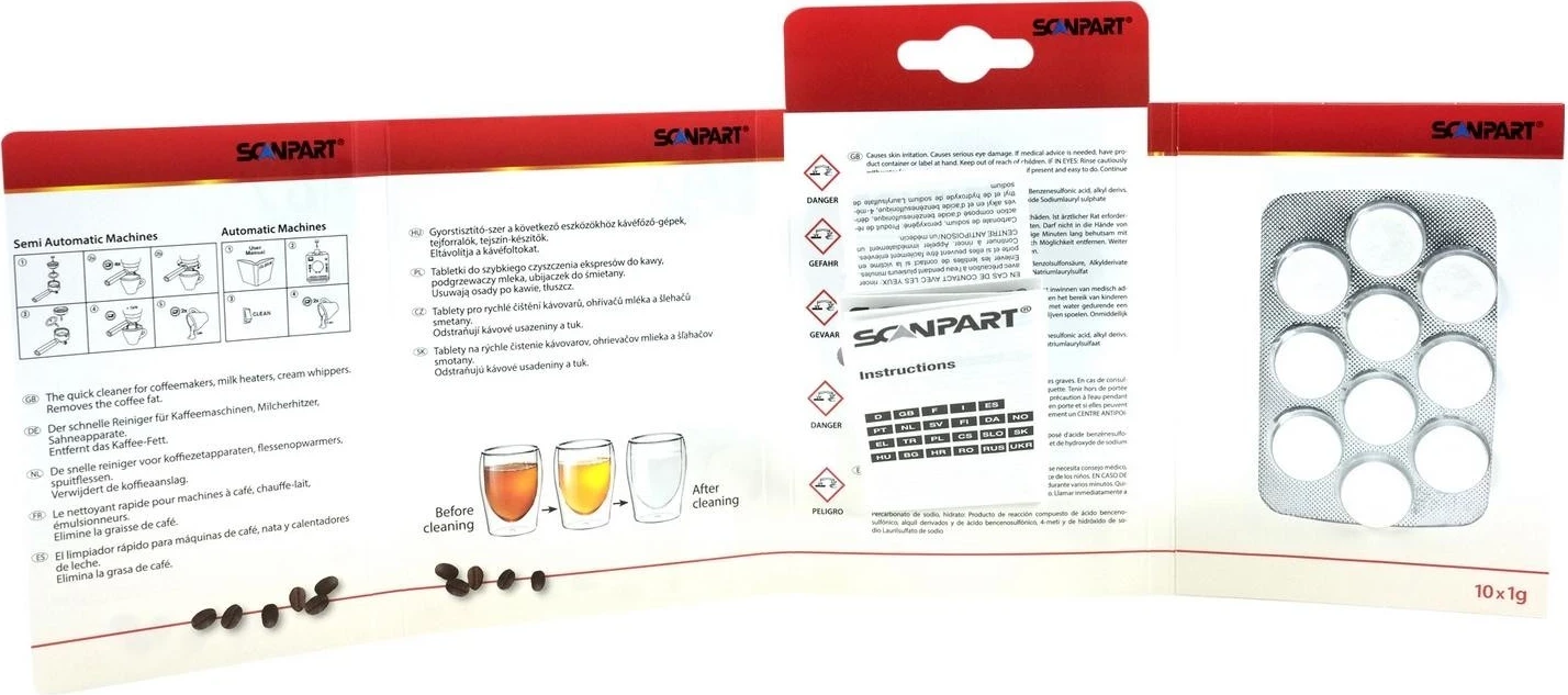 Tablete za čiščenje za kavne aparate in sifone, Scanpart, bele
