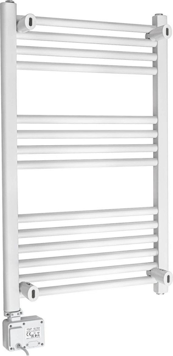 Električni kopalniški radiator z LED, Adler AD 7824, 600 W, 50×90 cm, 24-urni timer, IP24, bel