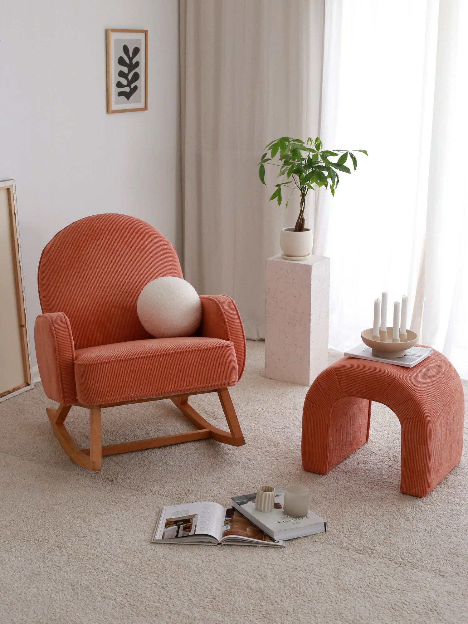 Fotelj iz kordonskega žameta Yoko, Atelier del Sofa, koralna