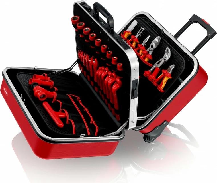 Kovček za orodje Knipex 98 99 15, ABS/aluminij, 2 predelka, črno/rdeč