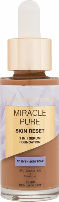 Makeup Max Factor Miracle Pure, Skin Reset 2in1 Serum Foundation, 85-90 Medium To Deep, 30ml