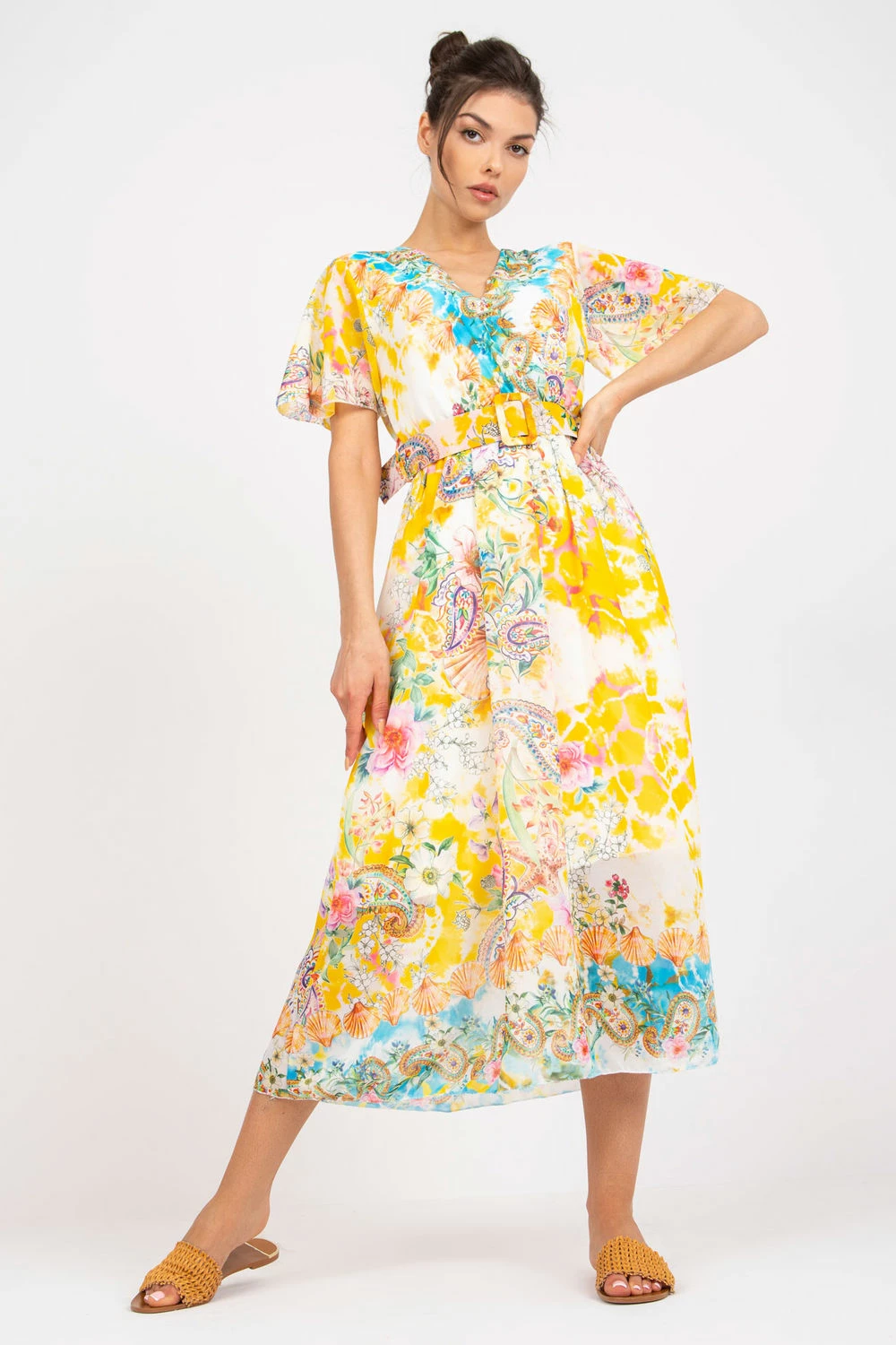 Obleka Italy Moda 196201, rumena