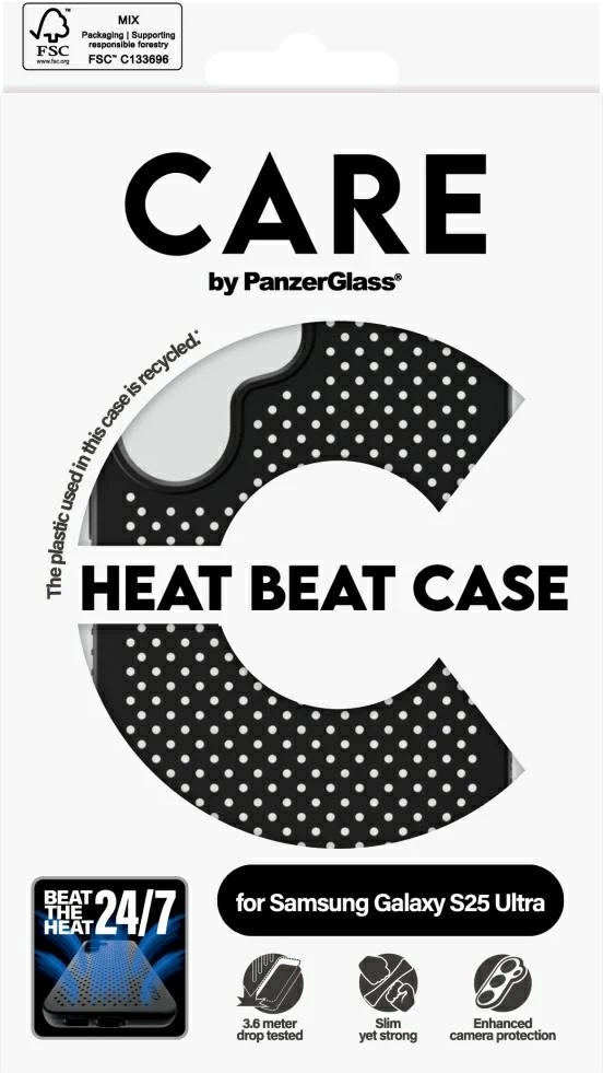 Ovitek za telefon PanzerGlass Heat Beat Case za Samsung Galaxy S25 Ultra, črn