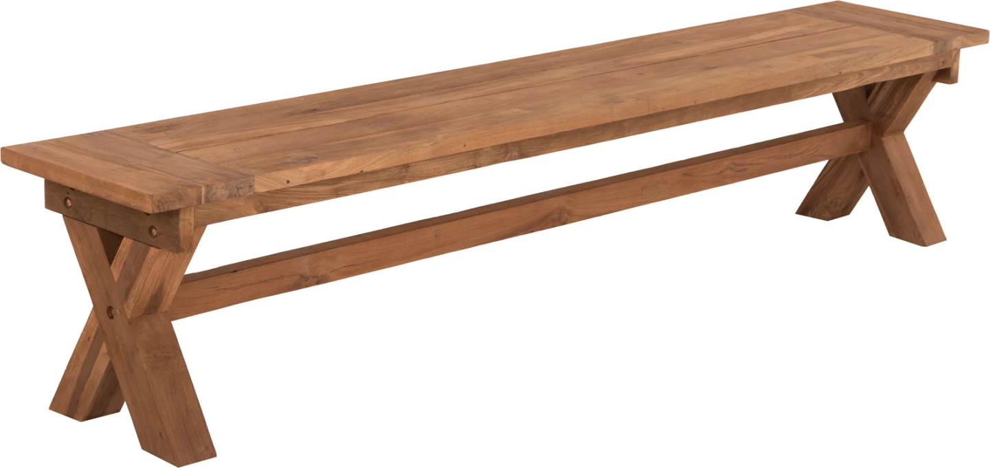 Zunanja klop FH9564 iz recikliranega tikovega lesa v naravni barvi 220x40x45Hcm