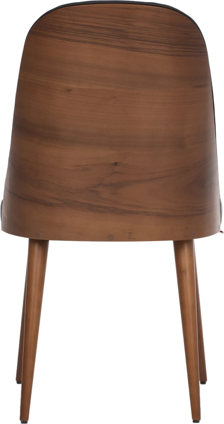 Profesionalni jedilni stol ESTRELLA FH9270.41 črna PU in leseno naslonjalo v barvi oreha 47x60x92H cm, set 2 kosov