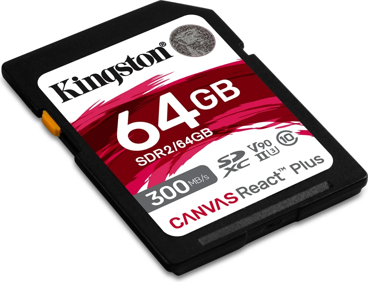 Memorijska kartica SDXC UHS-II Canvas React Plus Kingston 64GB, 300 MB/s, črna