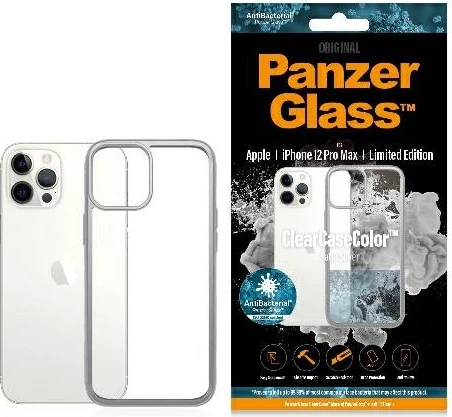 Prozoren in srebrn ovitek za telefon PanzerGlass ClearCase za iPhone 12 Pro Max
