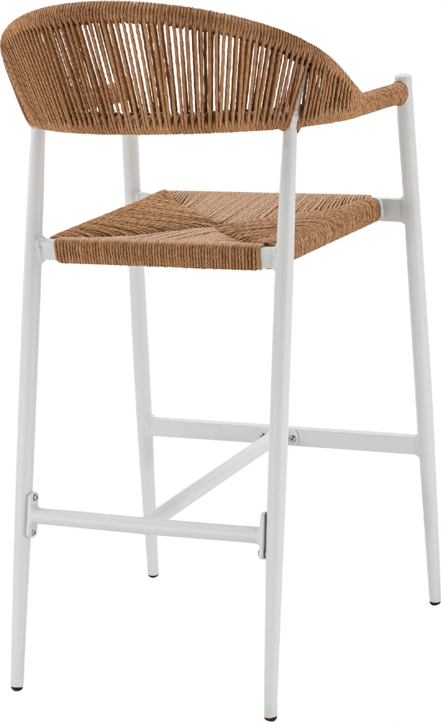 Aluminijasti barski stol v beli barvi z vrvjo v bež FH5788.01 55x57x106 cm