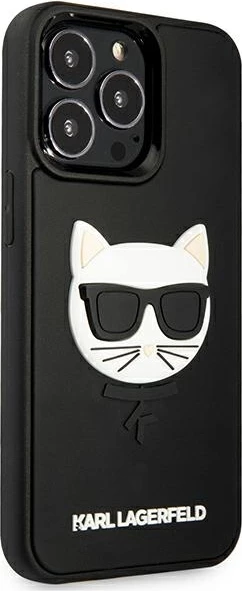 Ovitek za telefon 3D Rubber Ikonik Karl Lagerfeld za iPhone 13/13 Pro, 6,1", črn