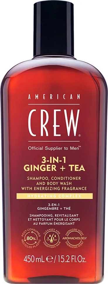 3-v-1 šampon, balzam in gel za tuširanje Ginger + Tea, American Crew, 450 ml