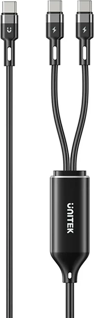 Kabel USB-C 2 v 1, PD 100 W, silikon, 1,8 m, črn Unitek