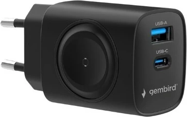 Stenski polnilec 20 W, USB-A in USB-C — Gembird TA-UC-PDQCW20-01-BK, črn