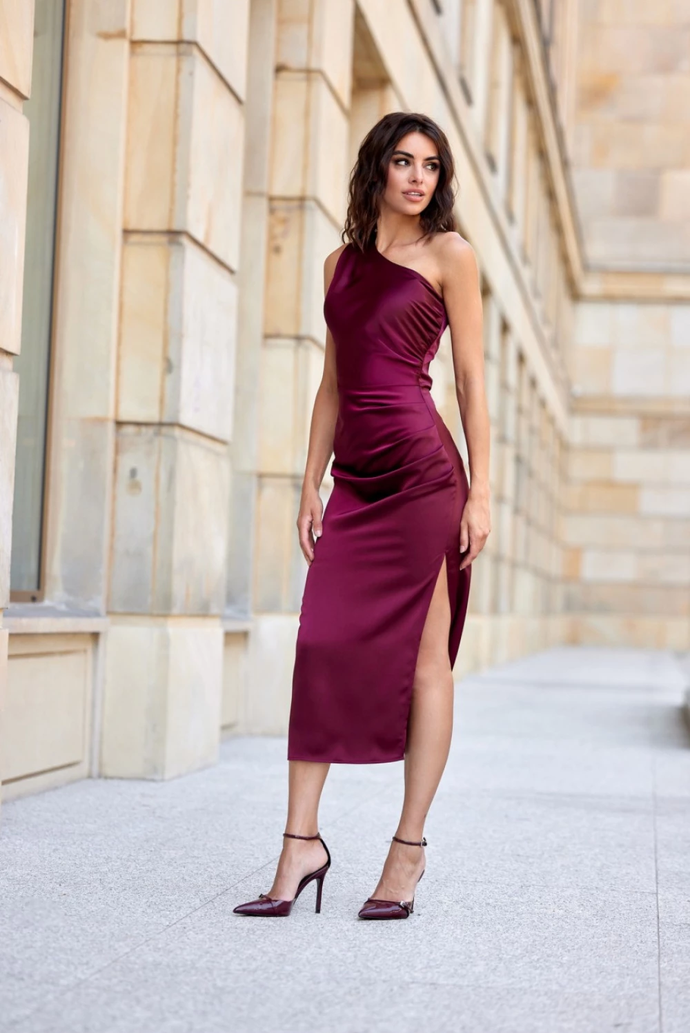 Midi obleka, Roco Fashion 200159, rdeča