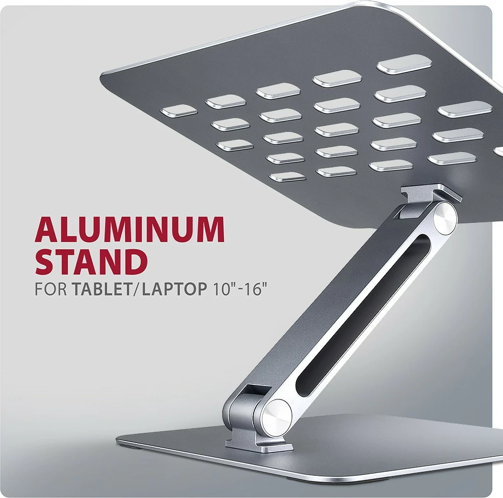 Nastavljiv aluminijast nosilec za prenosnik 10–16", AXAGON STND-LQ, siv Nastavljiv aluminijast nosilec za prenosnik 10–16", AXAGON STND-LQ, siv
