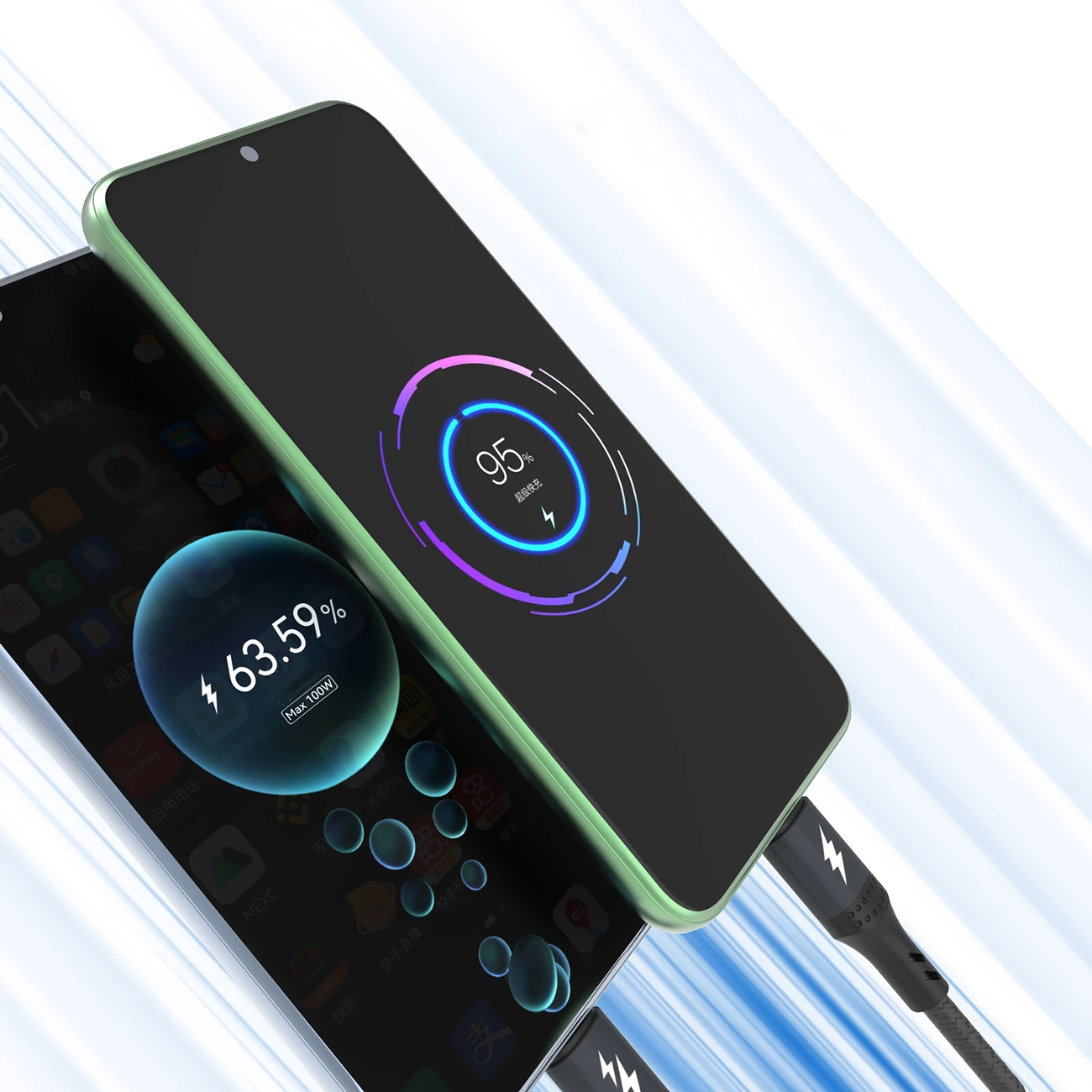 Kabel 3-v-1 Dudao L3E, 1,2 m, 60 W, MicroUSB/USB-C/Lightning, črn