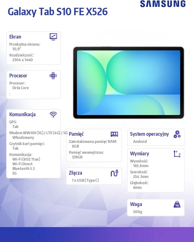 Tablica Samsung Galaxy Tab S10 FE X526, 10,9-palčni, 5G, 8/128 GB, siva Tablica Samsung Galaxy Tab S10 FE X526, 10,9-palčni, 5G, 8/128 GB, siva
