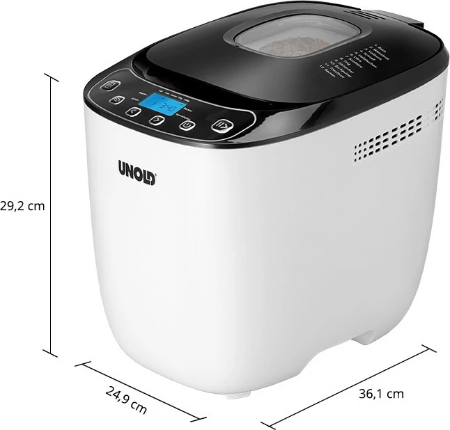 Peka kruha, programabilni timer, kontrola zapečenosti, ogrevanje, pogledno okno, UNOLD 68010, 1 kg, bela