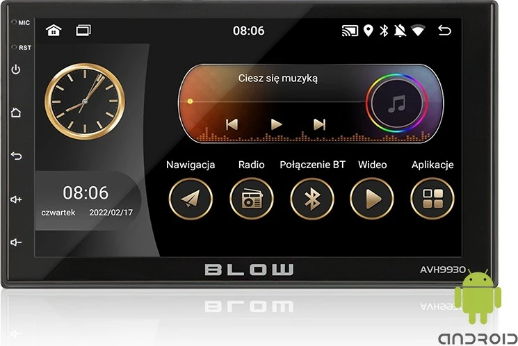 Avtoradio BLOW AVH-9930, 2DIN, 7-palčni, GPS, Android, Bluetooth, črn