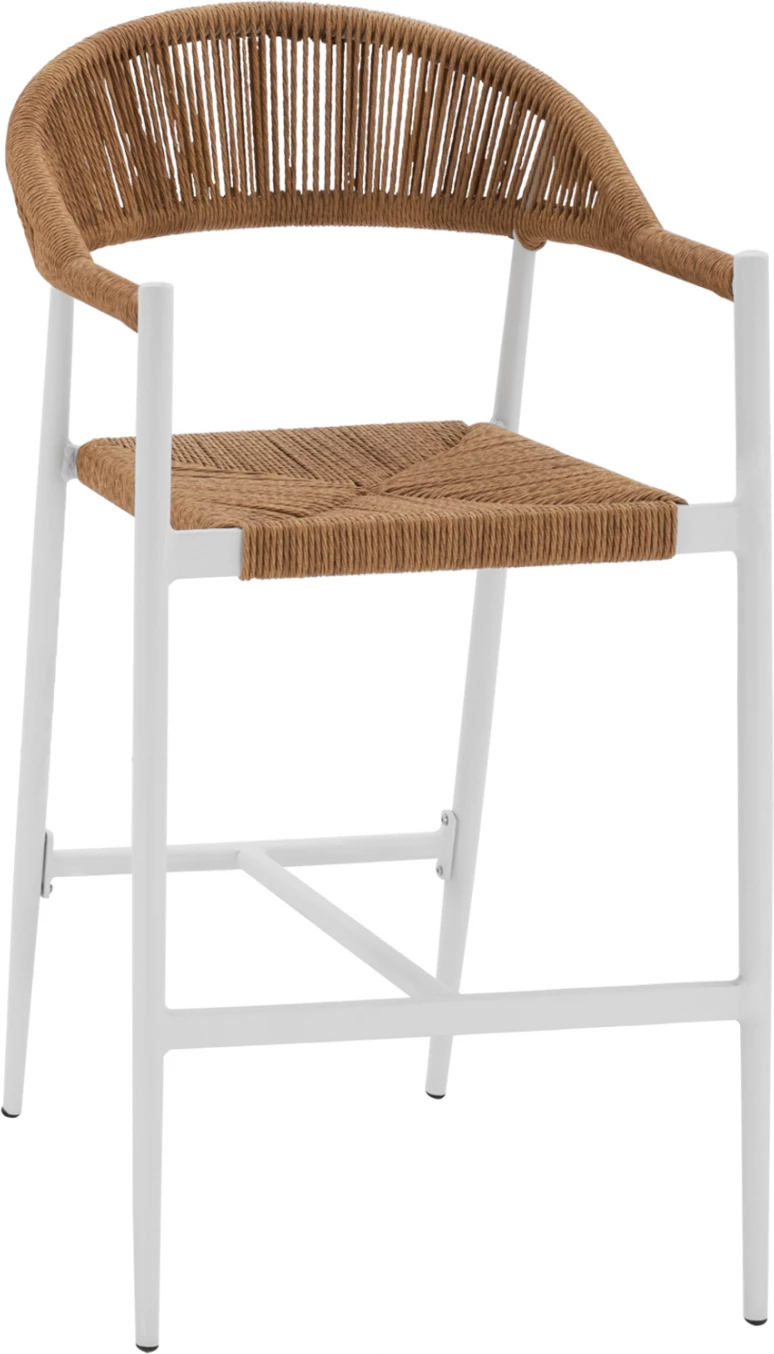 Aluminijasti barski stol v beli barvi z vrvjo v bež FH5788.01 55x57x106 cm