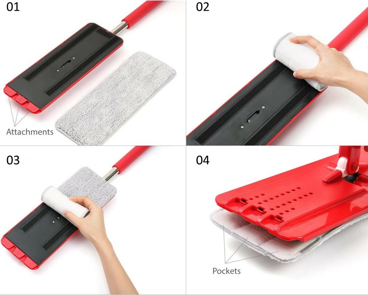 Mop raven GreenBlue MaxiClean GB850 z vedrom in ožemalnikom, rdeč