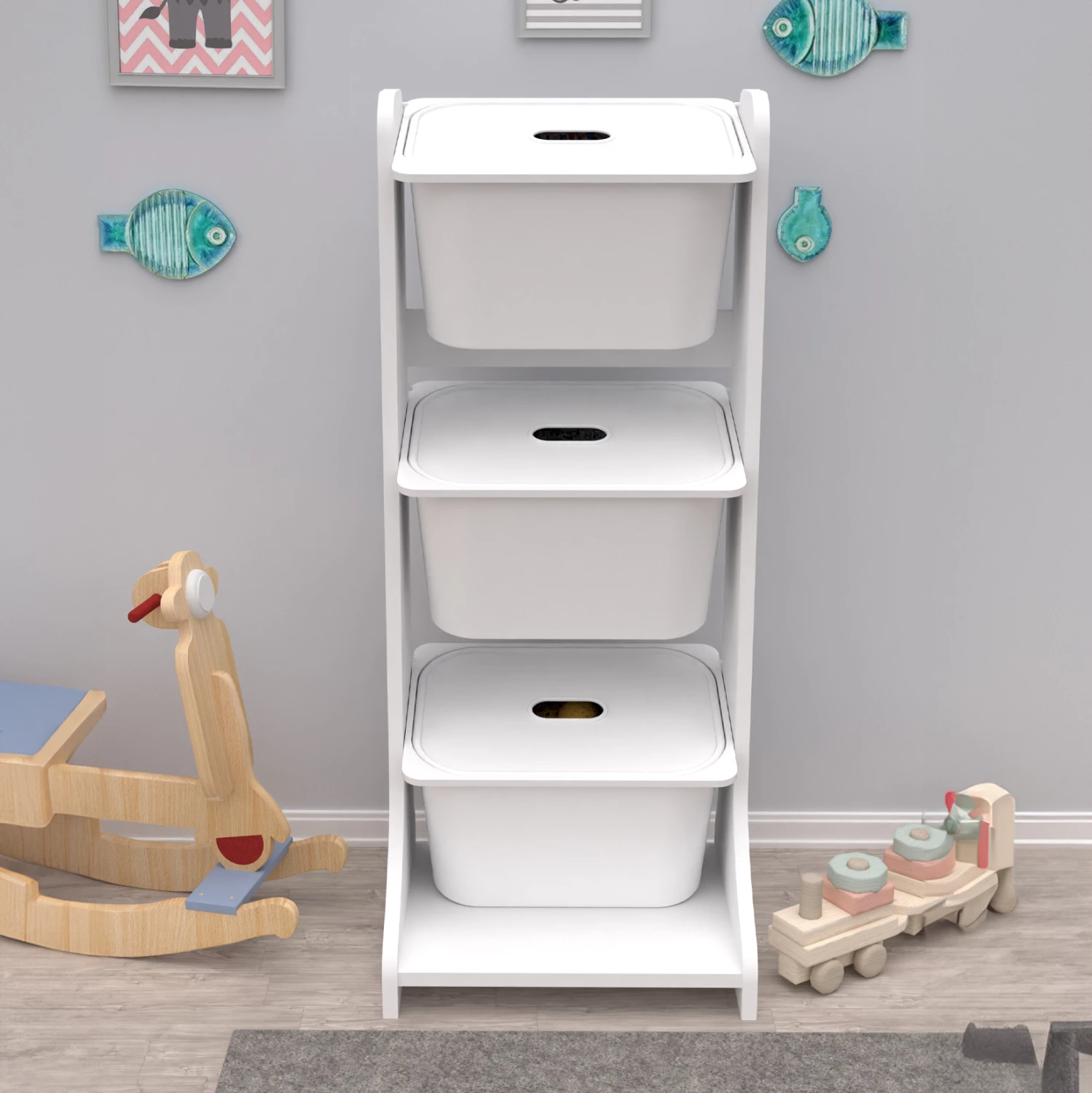 Pohištvo za shranjevanje FRED FH18208.01 belo melamin 44x35x107H cm