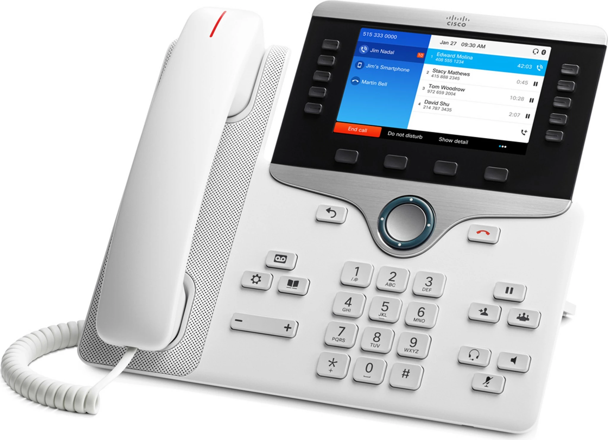IP telefon, 5-palčni, Gigabit Ethernet, Bluetooth, USB, Cisco 8851, črn