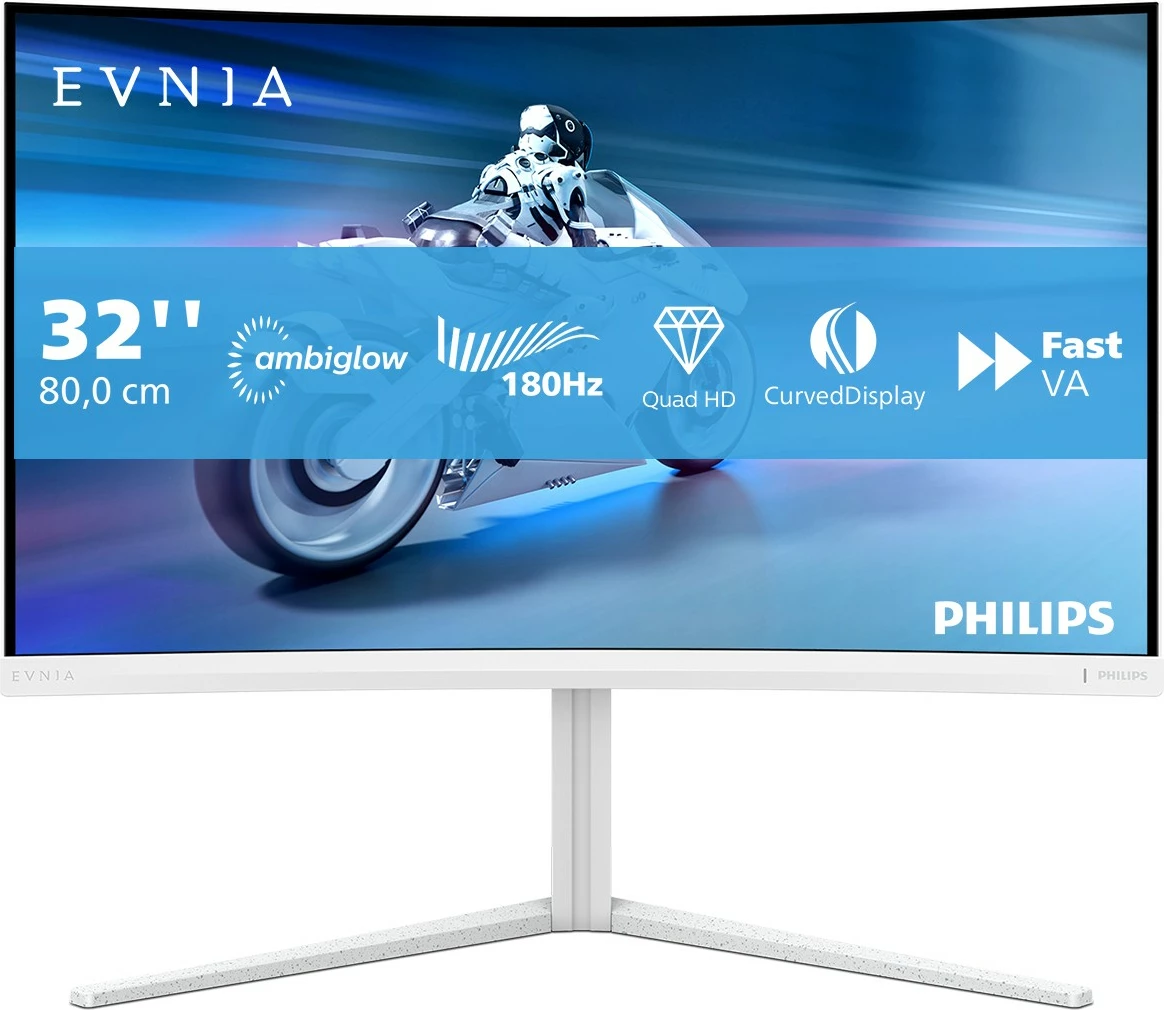 Zaokrožen 32-palčni monitor Full HD, 1 ms, 180 Hz — Philips Evnia 5000 32M2C5501/00, bel Zaokrožen 32-palčni monitor Full HD, 1 ms, 180 Hz — Philips Evnia 5000 32M2C5501/00, bel