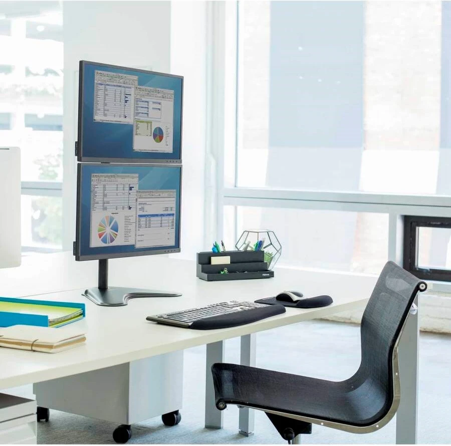 Stojalo za dva monitorja Fellowes Ergonomics - navpična nosilna roka