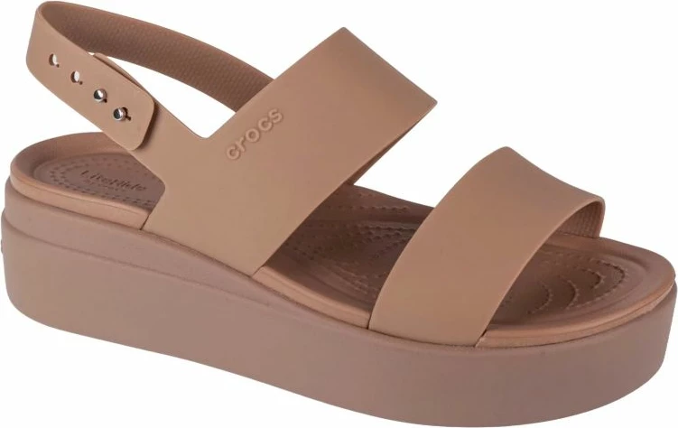 Sandali z nizko peto Crocs Brooklyn za ženske, rjavi