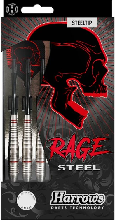 Športne šipe Harrows Rage Steel, črne, rdeče, srebrne