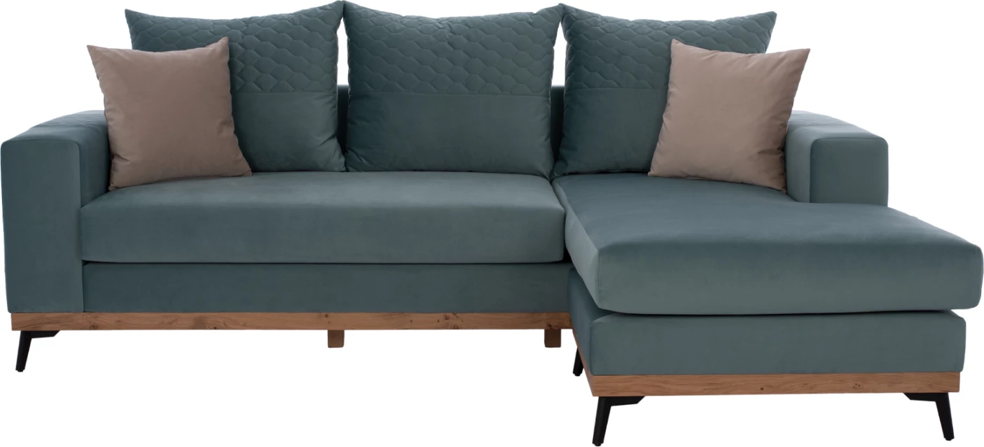 Kotna sedežna garnitura PORTOFINO, barva mete, visoke noge, 2 kosa, zamenljiva, odporna na madeže in vodo