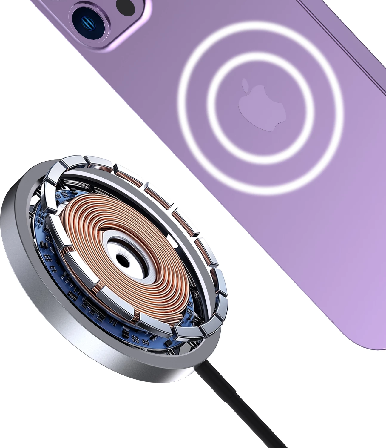 Brezžični polnilec MagSafe, 15W, USB-C PD, Dudao A12XS, črn