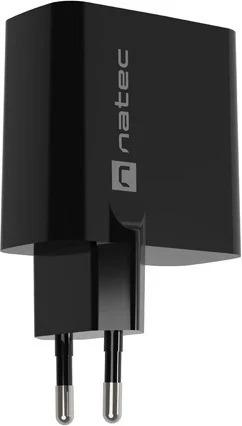 Hitri polnilec GaN 65W z USB-A in USB-C, Natec Ribera, črn