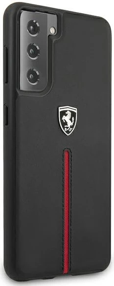 Zaščitni ovitek Ferrari Off Track za Samsung Galaxy S21+, naravno usnje, črn
