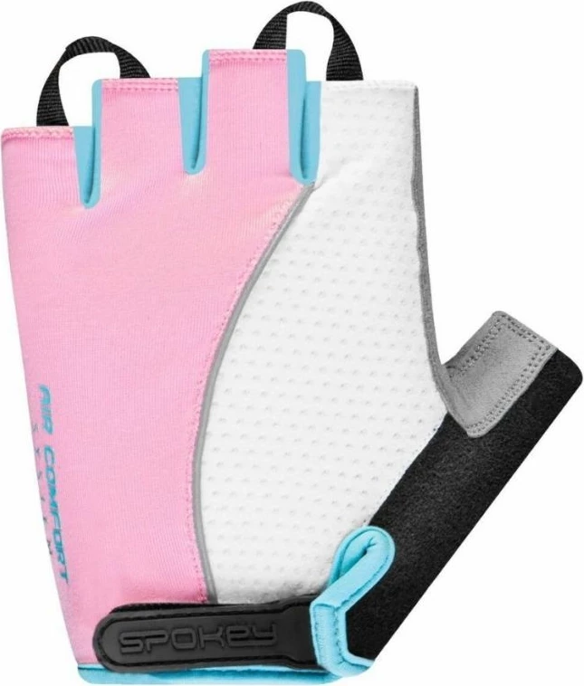 Dame kolesarske rokavice Spokey Piacenza, rožnate in bele