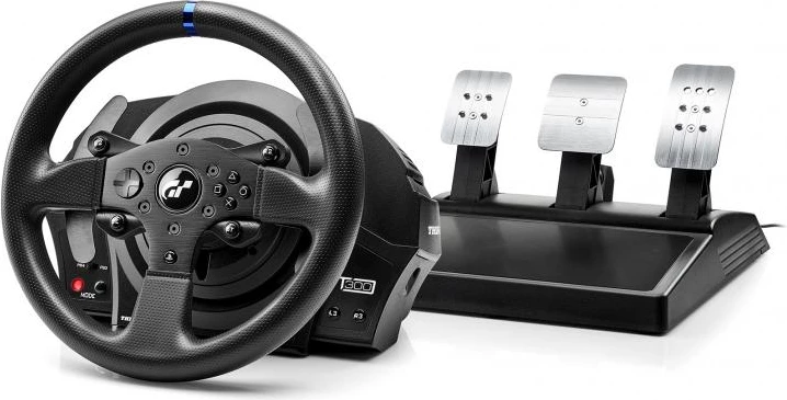 Dirkaški krmilnik z volanom in 3 pedali, Force Feedback — Thrustmaster T300 RS GT Edition 4160681, napreden, črn