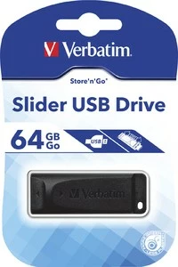 USB ključek Verbatim Slider 64GB, USB 2.0, črn