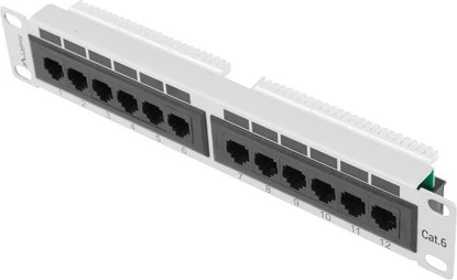 Omrežni patch panel Lanberg PPU6-9012-S, bel/črn