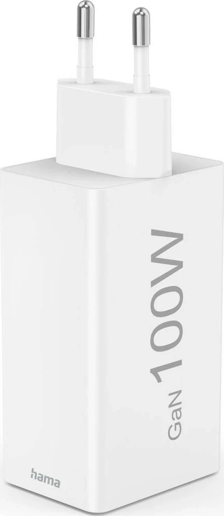 Močilen polnilec 100W Hama, mini GaN, 2x USB-C, 1x USB-A, bel