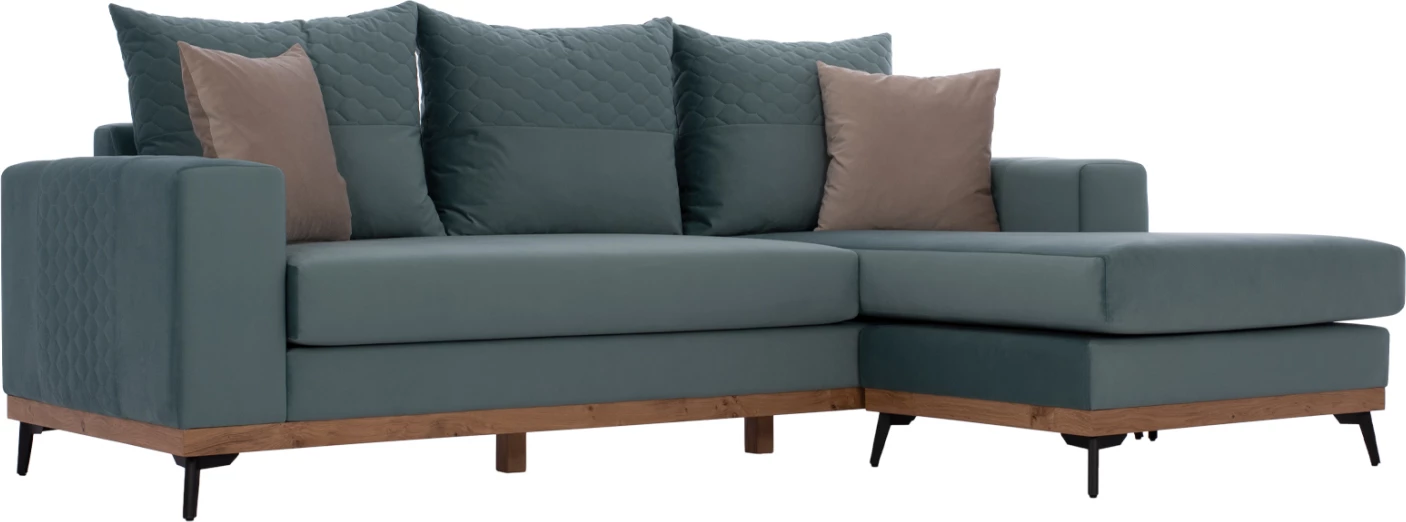 Kotna sedežna garnitura PORTOFINO, barva mete, visoke noge, 2 kosa, zamenljiva, odporna na madeže in vodo